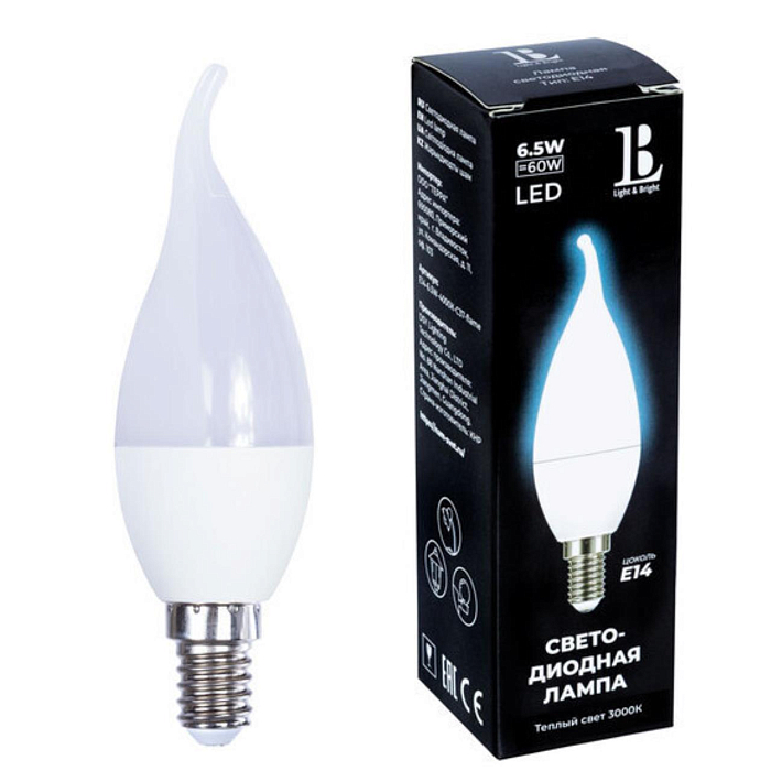 Лампочка L&B E14-6,5W-3000К-C37-flame_lb